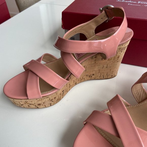 Salvatore Ferragamo Women Persy Wedges Sandal 9.5C - Picture 2 of 6